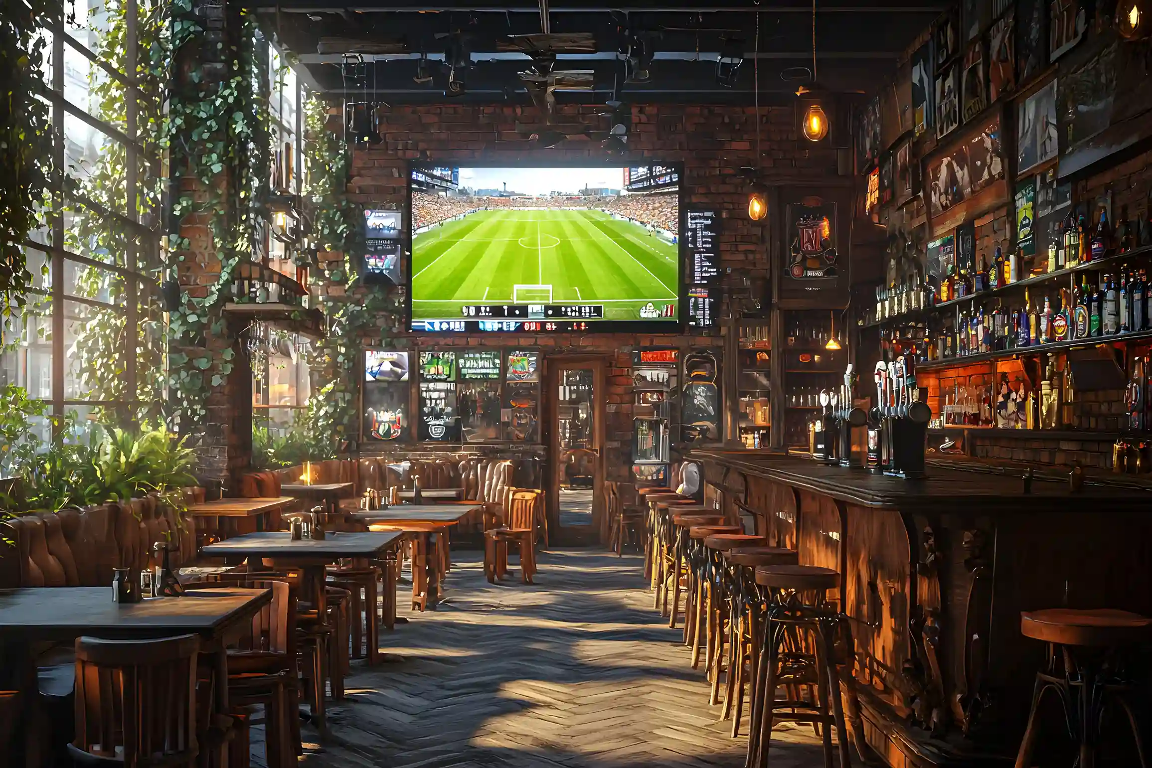 interior with people watching sports